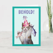 Carte Fier Chat Excité Anniversaire (Devant)