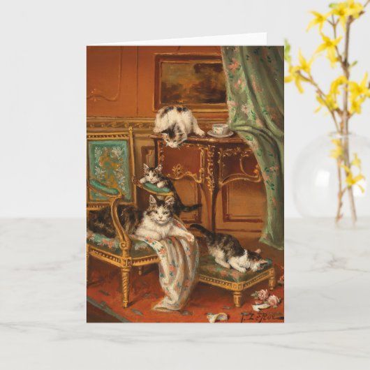 Carte Fier chat-mère | Jules Le Roy (Fleur jaune)