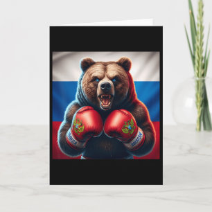 Carte Fière Boxeuse Ours Russe Russie Boxe Kickboxing