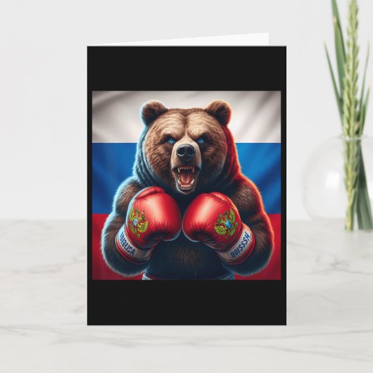 Carte Fière Boxeuse Ours Russe Russie Boxe Kickboxing (Devant)
