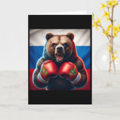 Carte Fière Boxeuse Ours Russe Russie Boxe Kickboxing (Fleur jaune)