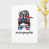 Carte Fière Norvégienne fille Norvège Drapeau Racines No (Fleur jaune)