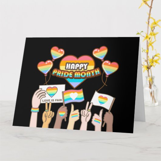 Carte Fierté amour. L'amour est juste. Mois de fierté. (Fleur jaune)