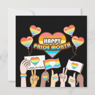 Carte Fierté amour. L'amour est juste. Mois de fierté.