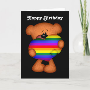 Carte Fierté Coeur Teddy Ours Joyeux Anniversaire