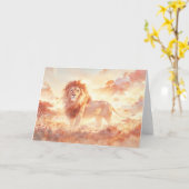Carte Fierté de lion majestueux de la savane (Fleur jaune)