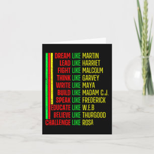 Carte Fierté d'histoire noire Martin Noir Afro Africain