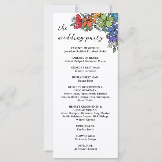 Carte Fierté Fleurs Monogram LGBTQ Mariage (Dos)