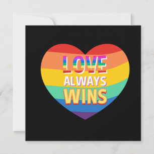 Carte Fierté gay- l'amour gagne toujours. Couleur arc en