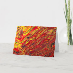 Carte Fiery Red Jaune et noir Acyrlique Fluid Art