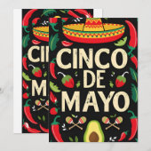 Carte Fiesta à rayures colorées (Devant / Derrière)