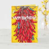 Carte Fiesta Birthday Card Red Chili Pepper Ristra (Fleur jaune)