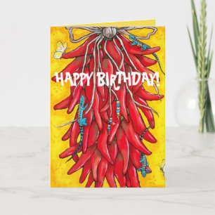 Carte Fiesta Birthday Card Red Chili Pepper Ristra