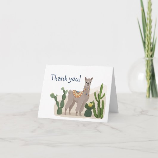 Carte Fiesta Cactus Llama Baby shower Merci (Devant)