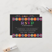 Carte Fiesta colorée Fleurs mexicaines Mariage RSVP (Devant/Arrière en situation)