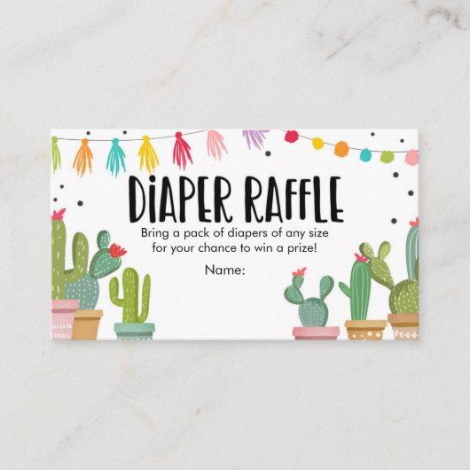 Carte Fiesta Diaper Raffle Cactus Mexicain Floral (Devant)