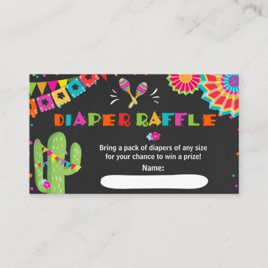 Carte Fiesta Diaper Raffle Cactus Mexicain Floral (Devant)