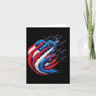 Carte Fighter Jets Patriotique Rouge Blanc Bleu Fumée Us