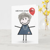 Carte Figure 95e Anniversaire fille avec ballon rouge (Fleur jaune)