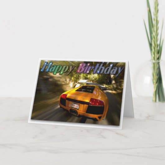 Carte Figure de joyeux anniversaire de voiture de sport (Devant)
