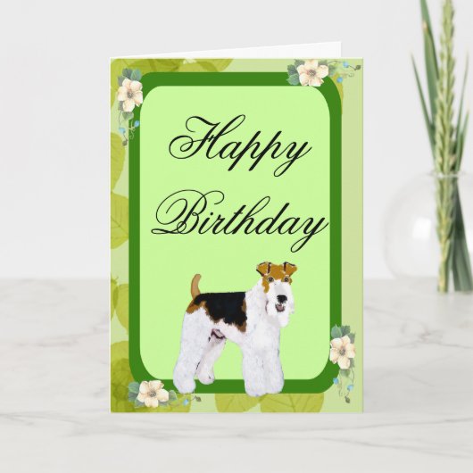 Carte Fil Fox Terrier - Design Feuille vert (Devant)