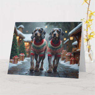 Carte Fil Haired Pointeur Griffon Chiens de Noël Neige
