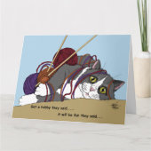 Carte Fil Tricot drôle Chat (Devant)