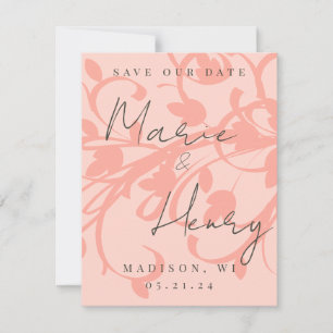 Carte Filigree corail et crème Enregistrer la date
