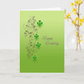 Carte Filigree d'or avec l'anniversaire des Shamrocks (Fleur jaune)