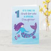 Carte Fille 1er anniversaire Sparkday Look Mermaid (Fleur jaune)