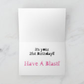 Carte Fille, 21e anniversaire, blanc, rose sur noir. (Intérieur)