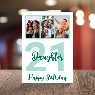 Carte Fille 21e anniversaire Script moderne Photo Collag