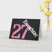 Carte Fille, 27ème anniversaire, blanc, rose sur le noir (Fleur jaune)