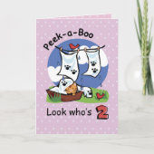 Carte Fille 2e anniversaire, Peek-a-Boo Kitten (Devant)