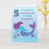 Carte Fille 5Anniversaire Sparkday Look Mermaid (Fleur jaune)