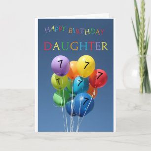 Carte Fille, 7e anniversaire heureux de ballon