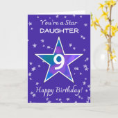 Carte Fille 9Anniversaire étoile brillante Vibrant viole (Fleur jaune)