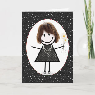 Carte Fille à bâtons d'anniversaire pour amie