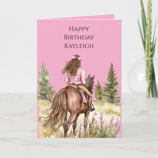 Carte Fille À Cheval Anniversaire (Devant)