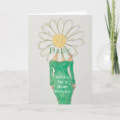 Carte Fille à la marguerite robe verte (Devant)