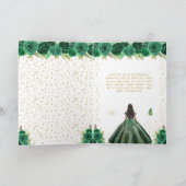 Carte Fille à peau foncée aux fleurs vertes douce seize (Intérieur)