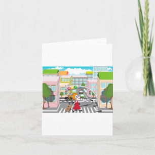 Carte Fille À Un Traversée Piétonne