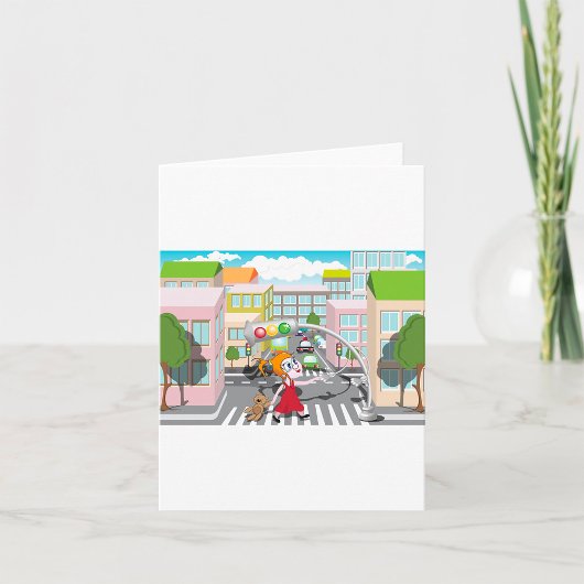 Carte Fille À Un Traversée Piétonne