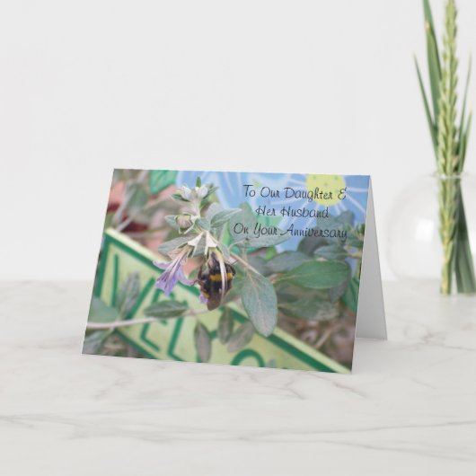 Carte Fille abeille et mari anniversaire de mariage pers (Devant)