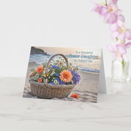Carte Fille adoptive Joyeuse fête des mères Plage (Orchidée)