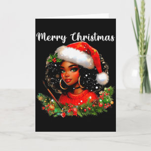 Carte Fille Africaine Noire Drôle de Noël Américaine Mel