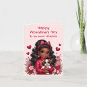 Carte Fille Afro-Américaine Chiot Mignon Saint-Valentin (Devant)