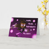 Carte Fille afro-américaine Superhero anniversaire (Fleur jaune)