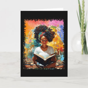 Carte Fille Afro Éduquée Lisant un Livre Amateur de l'Hi