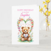 Carte Fille Âge 5 Teddy Ours (Fleur jaune)